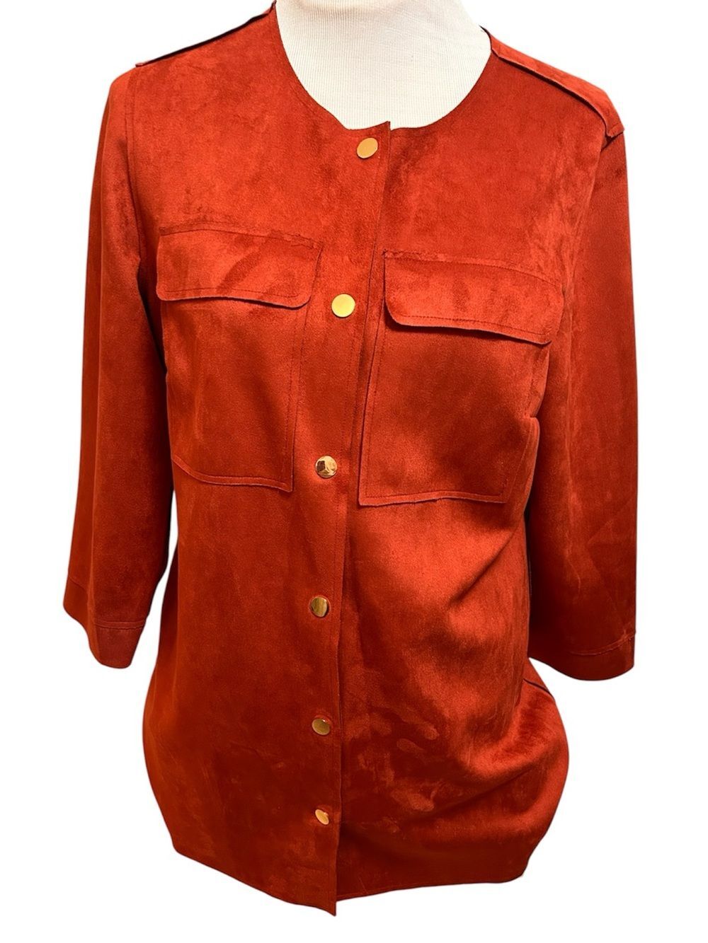 Chico's Burnt Orange Ultra Faux Suede Mid Length Jacket Autumn Chico’s 1/ Medium